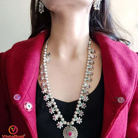 Handmade Jewelry Set, Tribal Ethnic Jewelry Set, Long Pendant Necklace - Picture 10 of 10